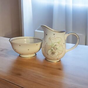 Susie Cooper Rare VTG Discontinued "Azalea" Creamer and Open Sugar Bowl 1940s